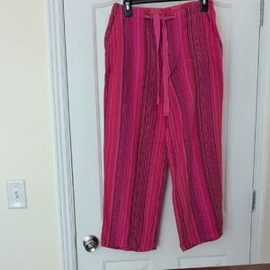 Sundance Fuchsia Orange And Navy Blue Striped Pants
